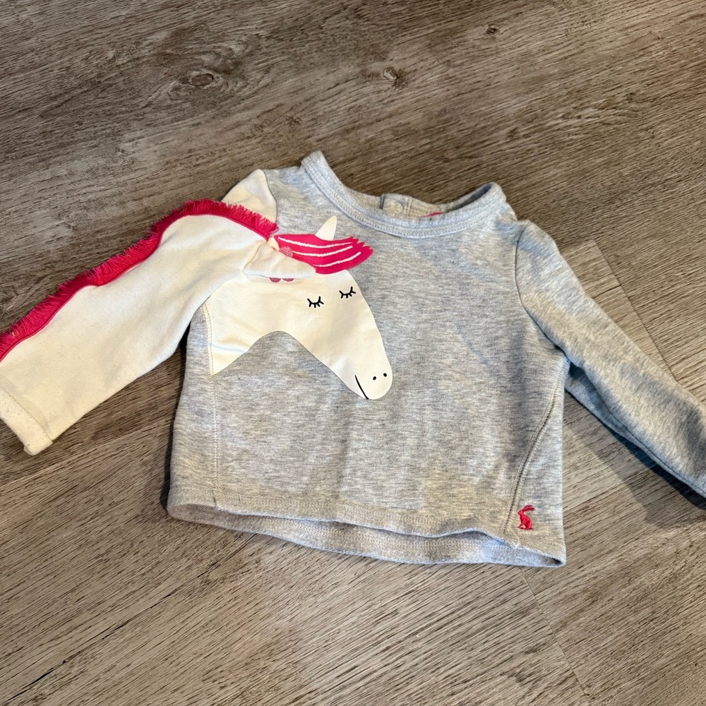 Joules 6-9 mos unicorn sweatshirt